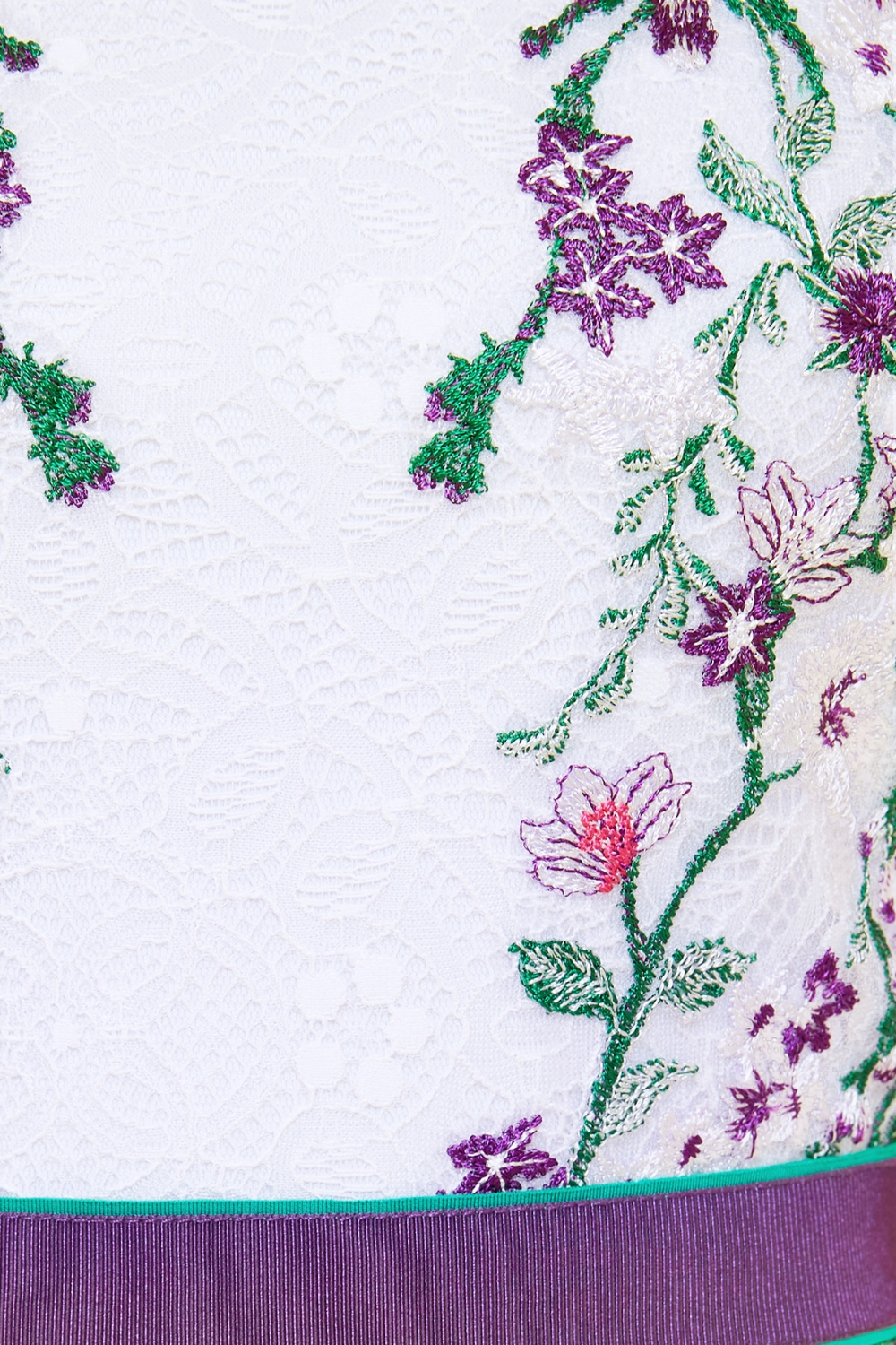 パープル 小花刺繍 フィット＆フレアドレス