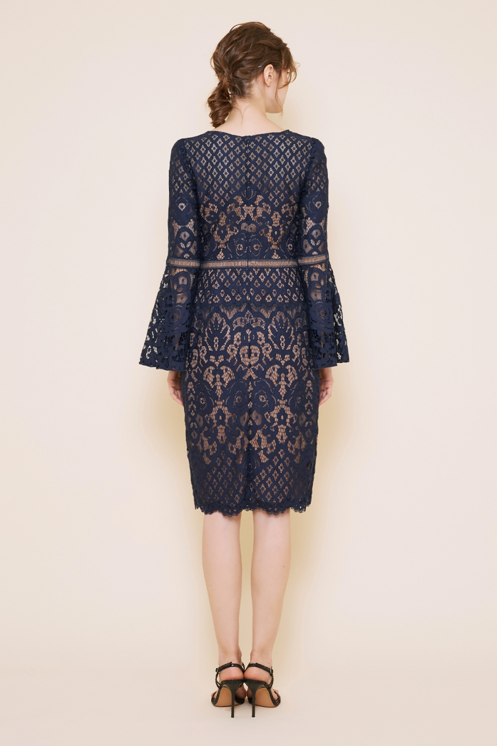 美品 タダシショージ ドレス ベルスリーブ 花柄 刺繍 レース  