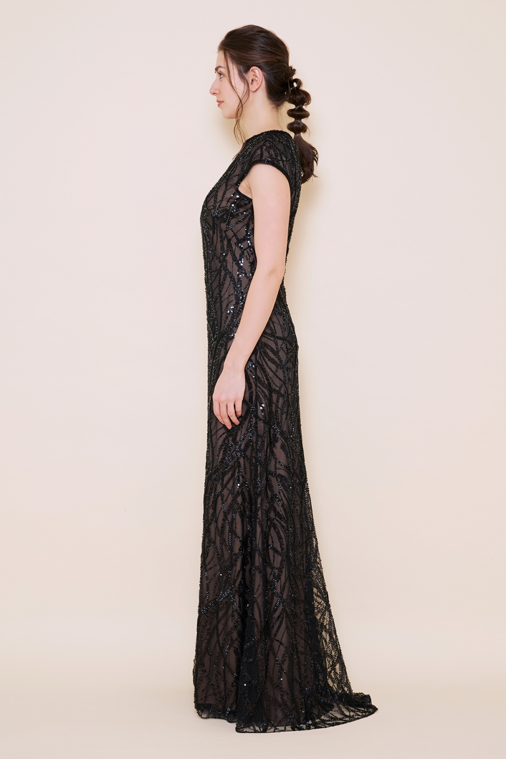 TADASHI SHOJI 黒スパンコールロングドレス