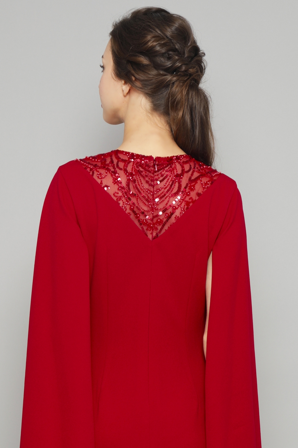 リクエスト受付のみ】レッド スパンコールビーズ刺繍レース ロング  