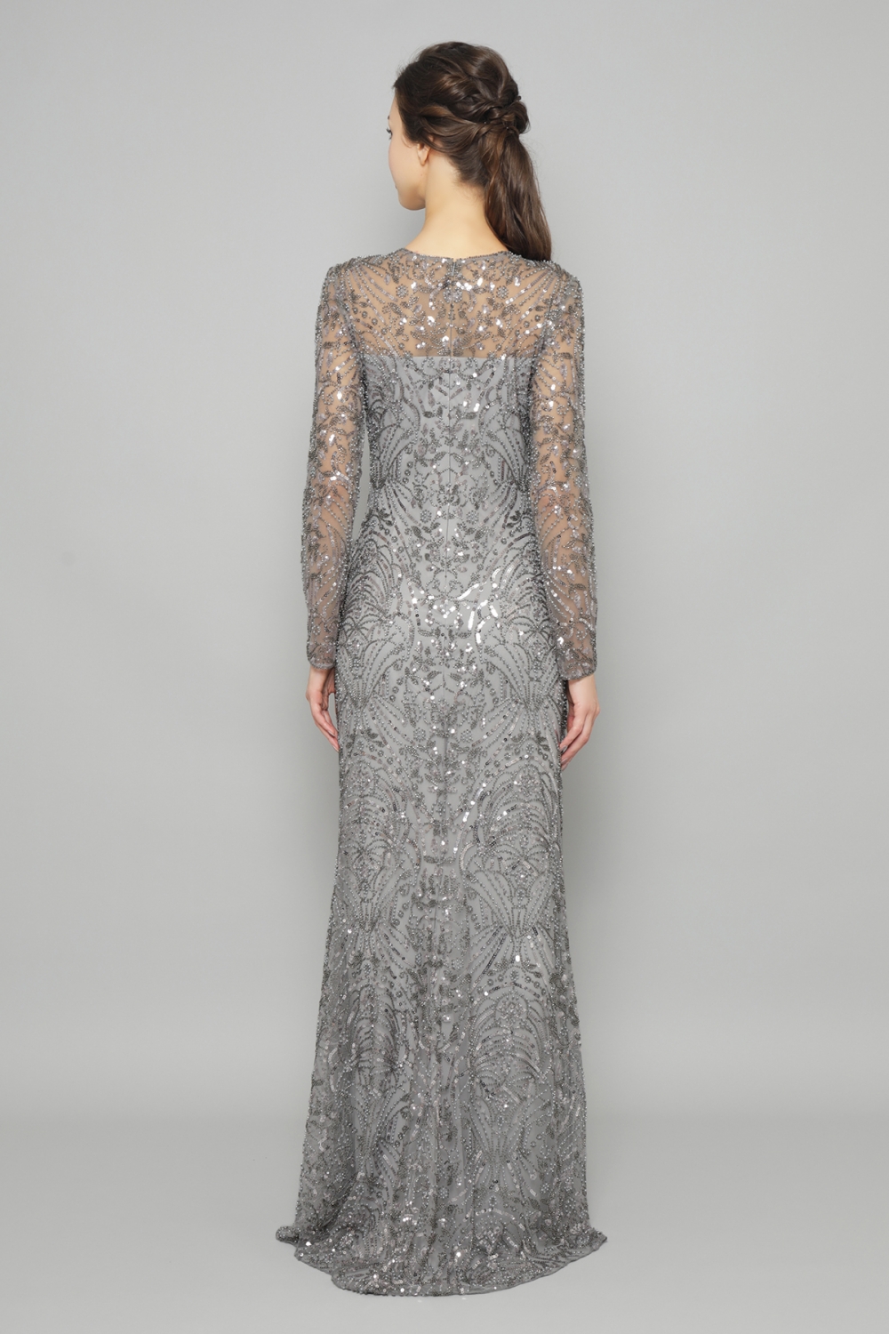 未使用✨タダシショージ ロングドレス スパンコール刺繍 シルバー パーティー 4 タダシショージ TADASHI SHOJI☆セレブ御用達！高級感漂う