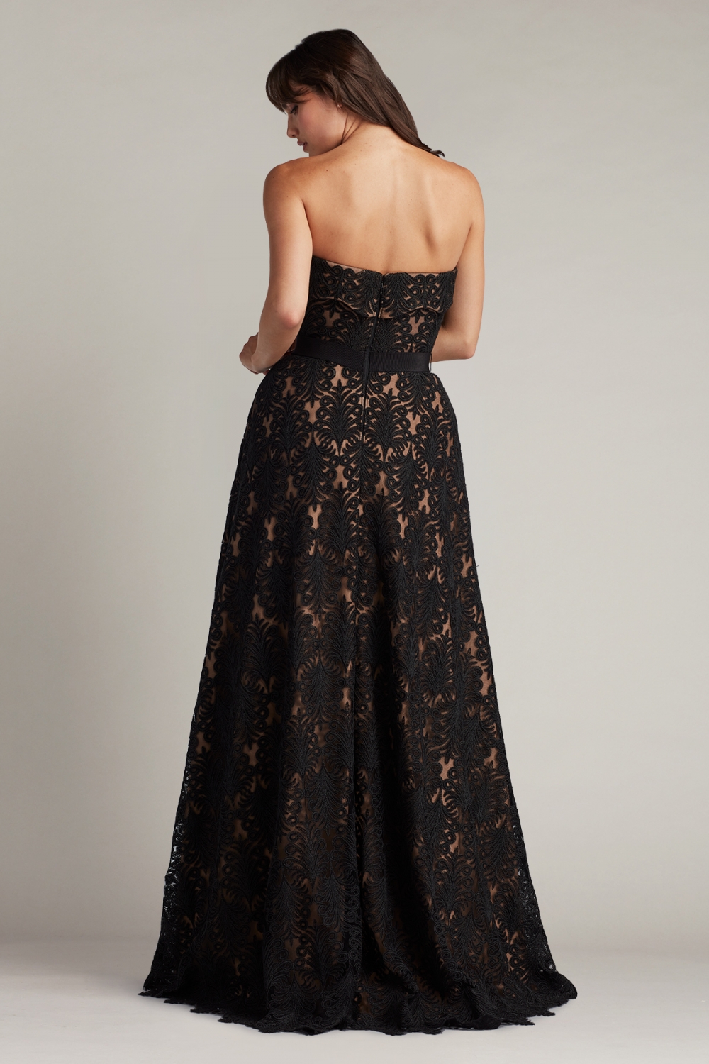 TADASHI SHOJI タダシ ショウジ ブラックレースベアロングドレス