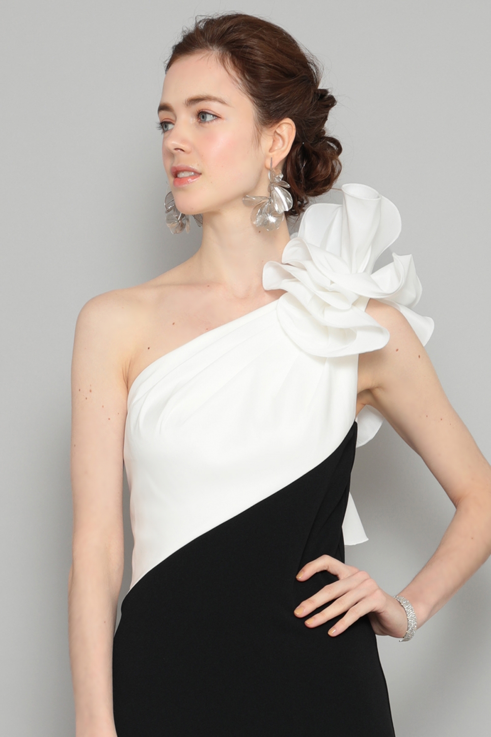 ヨウジヤマモト RYブロードモチーフくり抜きピークドレス ロング