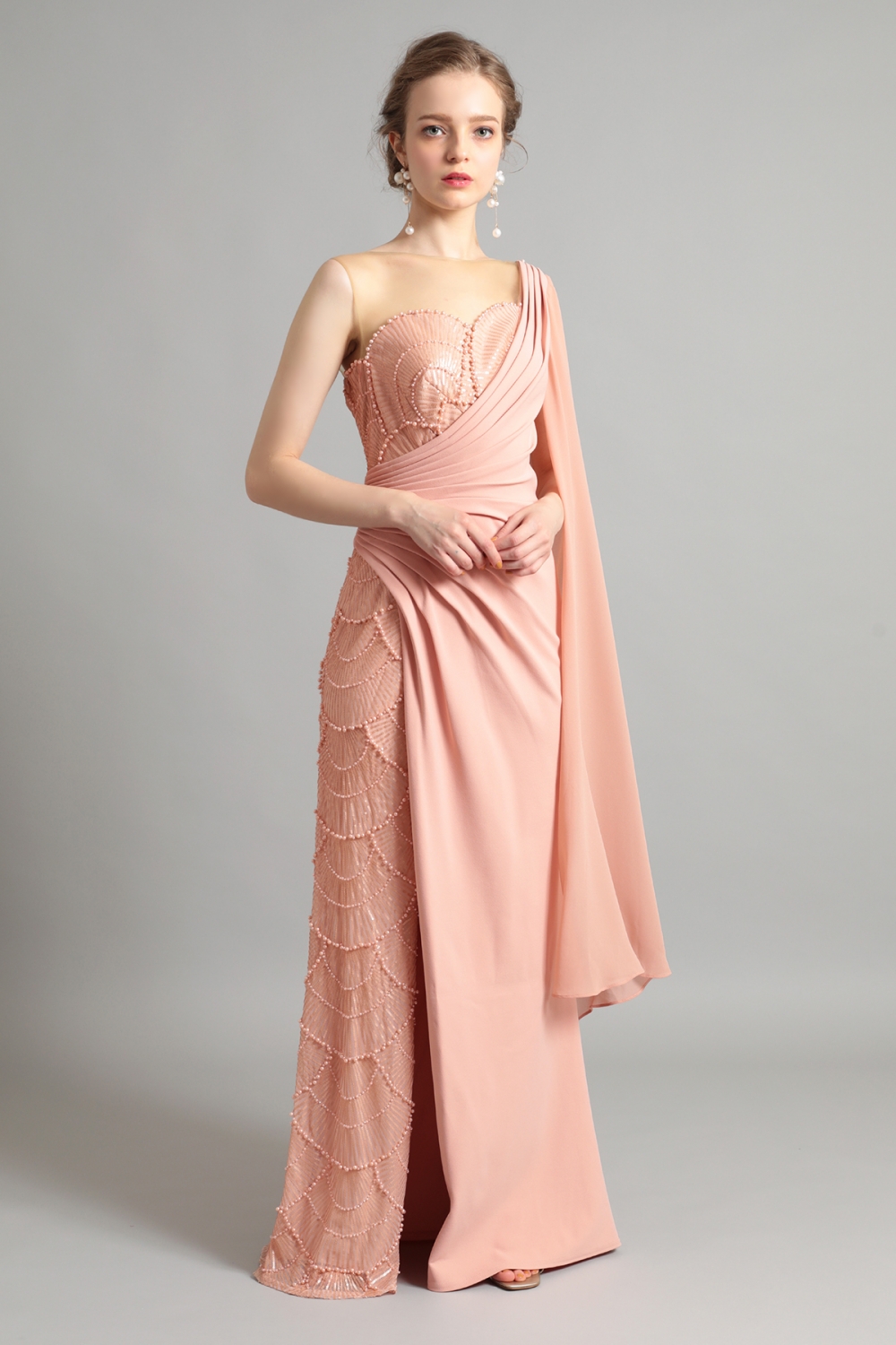 Tadashi Shoji ワンショルダー スパンコール マキシ丈 ドレス Tadashi Shoji ワンショルダー スパンコール マキシ丈 ドレス