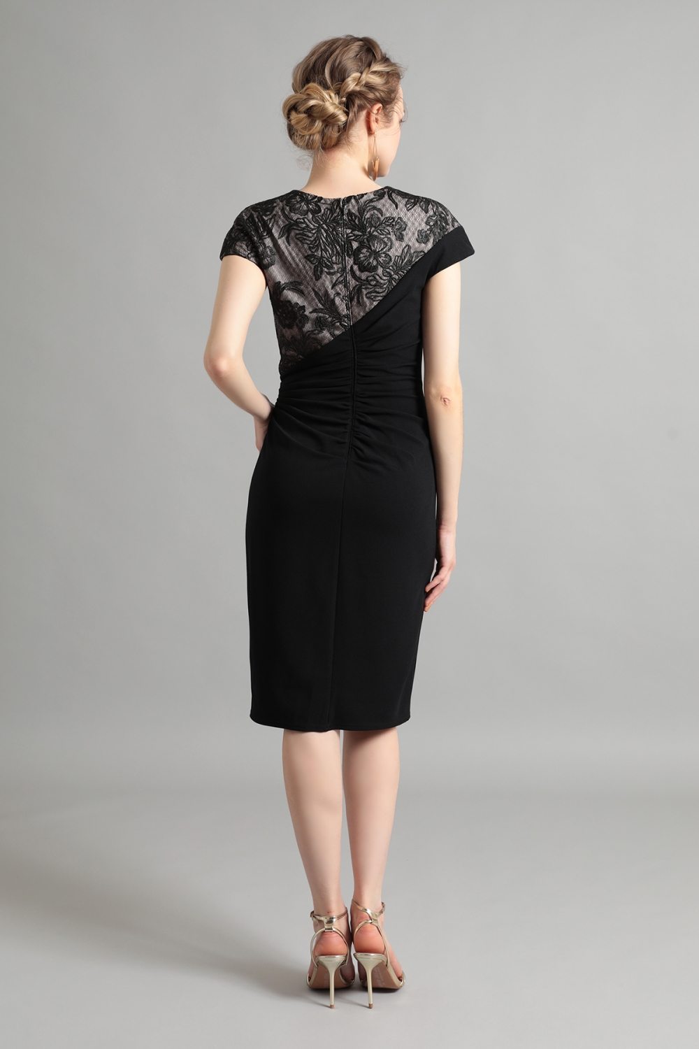 TADASHI SHOJI バイカラー タック クレープジャージ ドレス