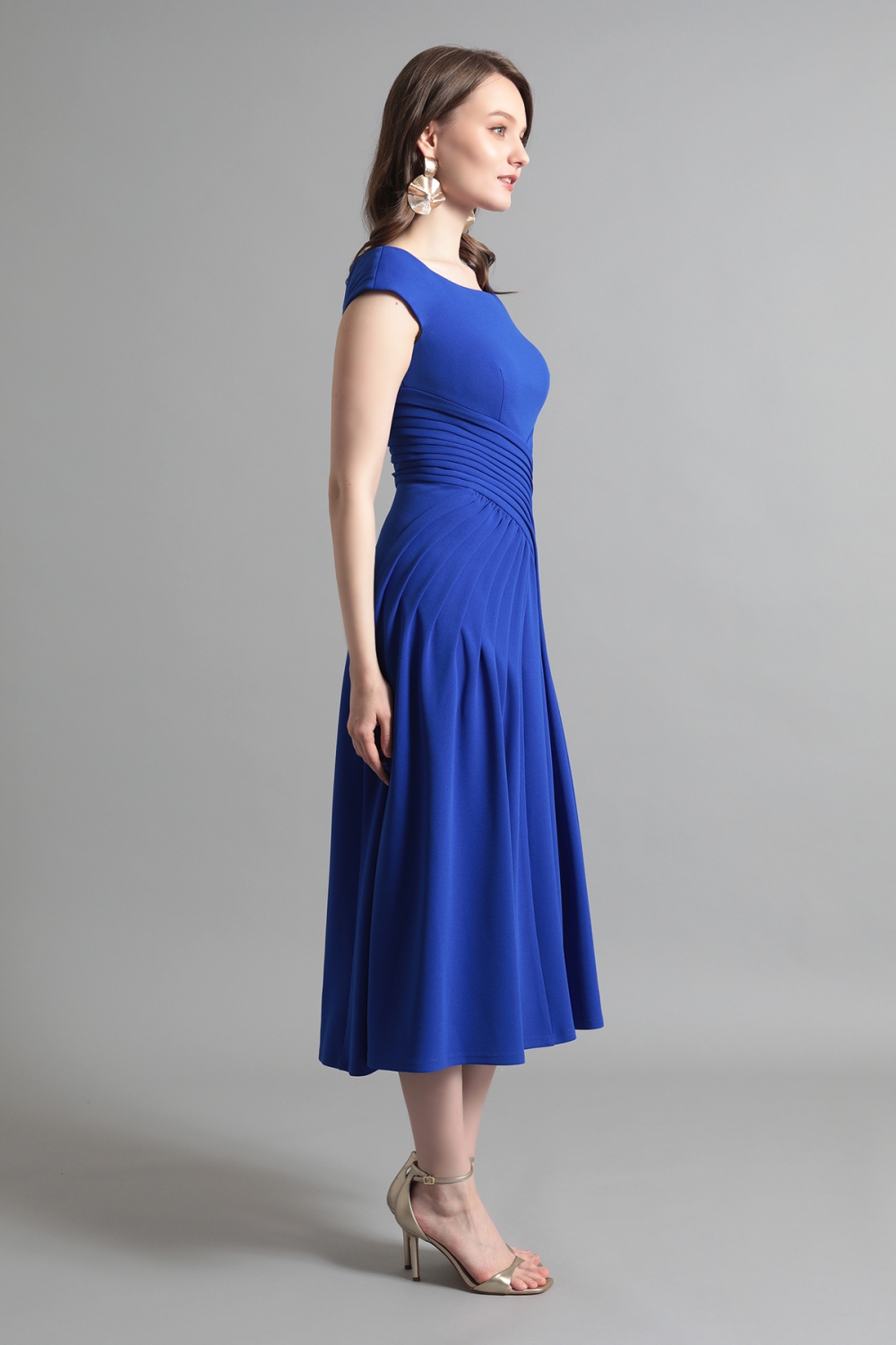 リクエスト受付のみ】ブルー フレンチスリーブ プリーツワーク