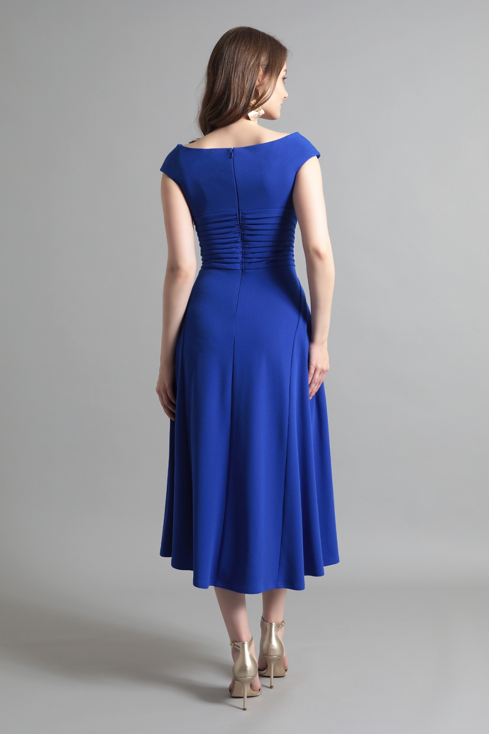 リクエスト受付のみ】ブルー フレンチスリーブ プリーツワーク