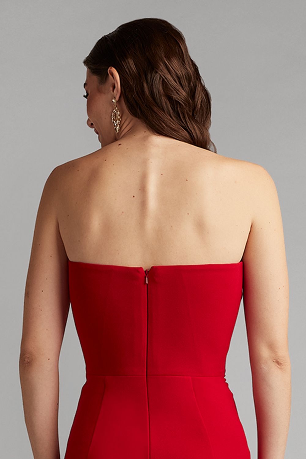 ジョージタダシ レッド タイトフィットドレス レース装飾 ジョージ