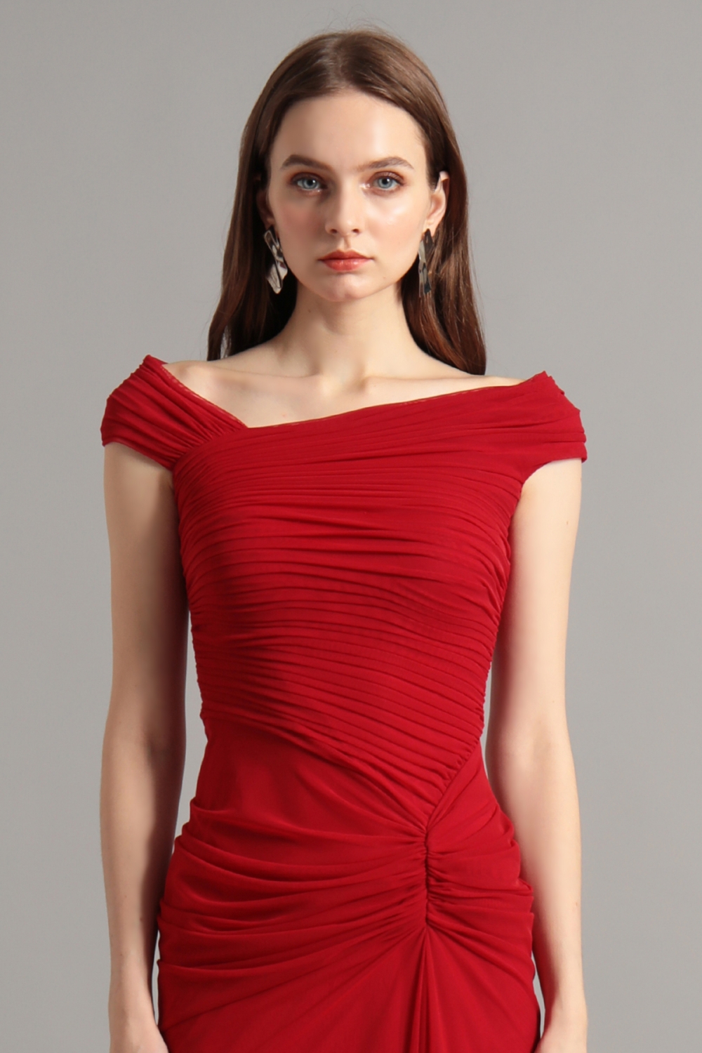 TADASHI SHOJI 赤 レース オフショルダー タイトドレス TADASHI SHOJI