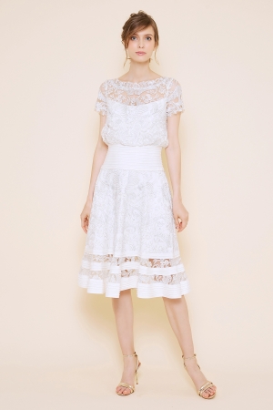 【リクエスト受付のみ】アイボリーシルバー コードレース フレアドレス