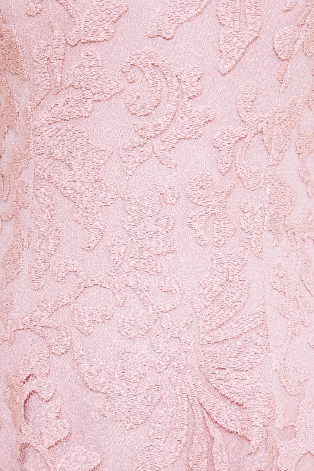 ピンク 刺繍レース Vネック フィット＆フレアドレス