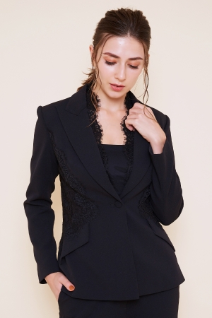 【RESTOCK】クレープジャージー レースパネル ジャケット
