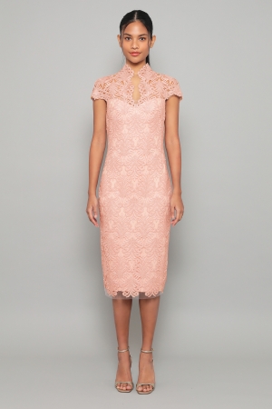 【リクエスト受付のみ】ピンク キーホールネック タイトドレス