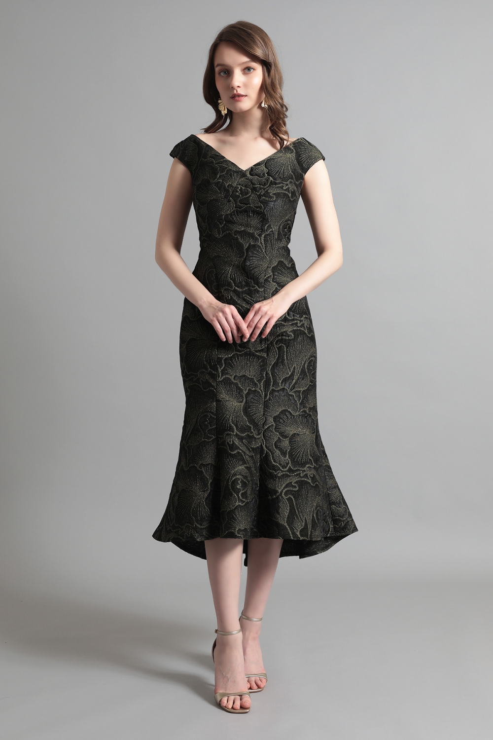 【リクエスト受付のみ】ブラックゴールド ジャカード マーメイドラインドレス