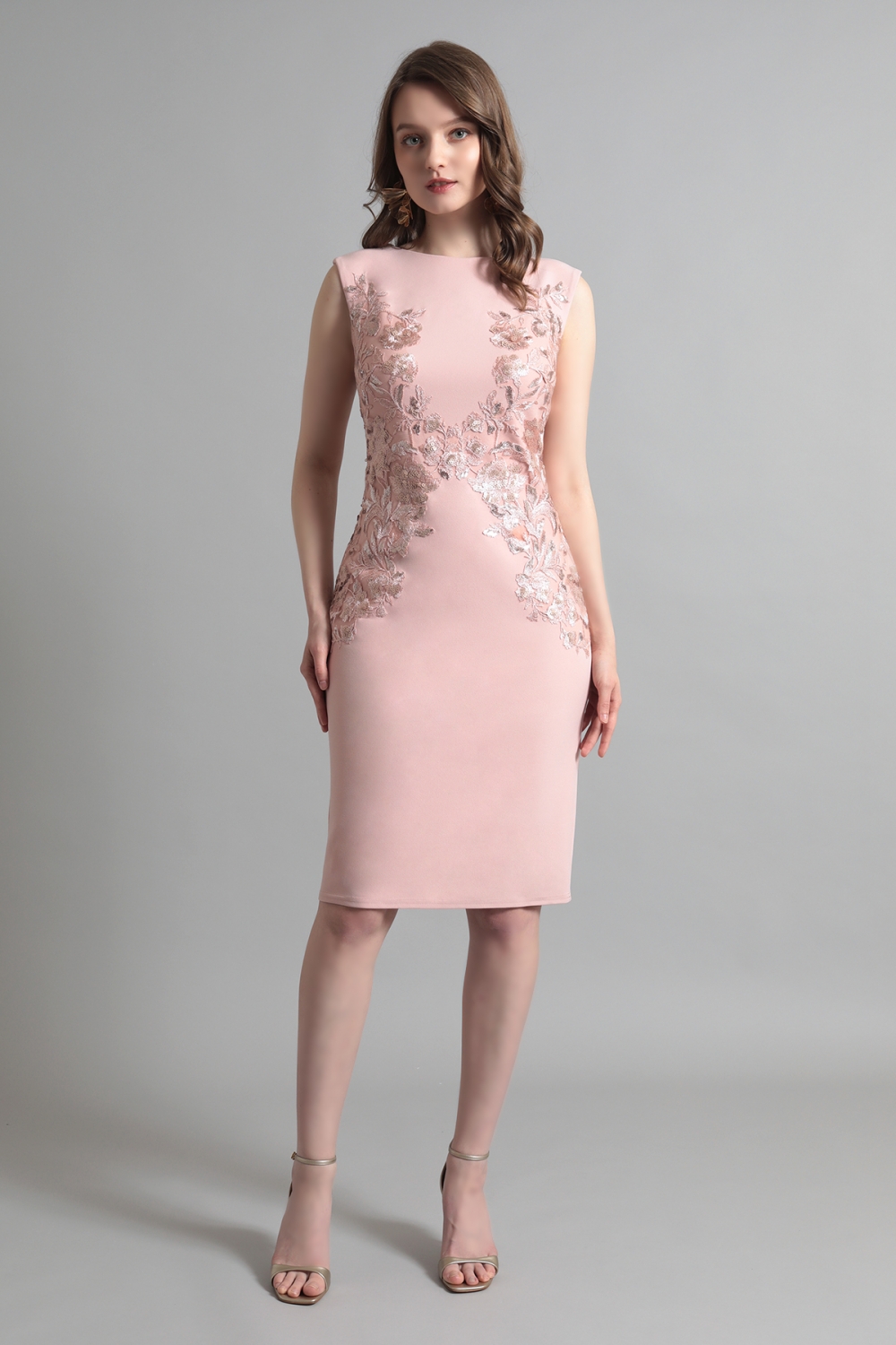 【リクエスト受付のみ】ピンク フローラルサイド刺繍レース タイトドレス