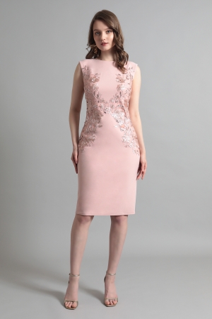 【リクエスト受付のみ】ピンク フローラルサイド刺繍レース タイトドレス